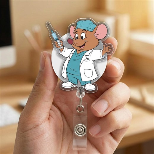 Gus Gus Badge Reel, Cinderella Mouse ID Holder, Cute Disney Badge Reel, Fairy Tale Work ID Reel, Cartoon Mouse Retractable Badge G6HI07-1 - Etsy