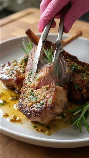 lamb chops with garlic herb butter! 🥩🌿#LambChops #Foodie #GourmetFood #MeatLovers #DinnerIdeas