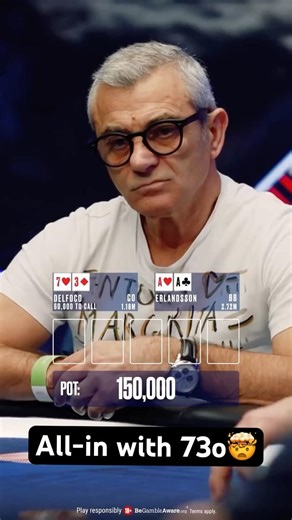 All in with 73o🤪 #ooker #poker #pokeronline #pokerstars #games