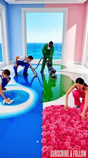THIS TRIPLE FLOOR IS ABSOLUTELY STUNNING! 😱❤️💙💚 Epoxy Luxury Floor#diy #