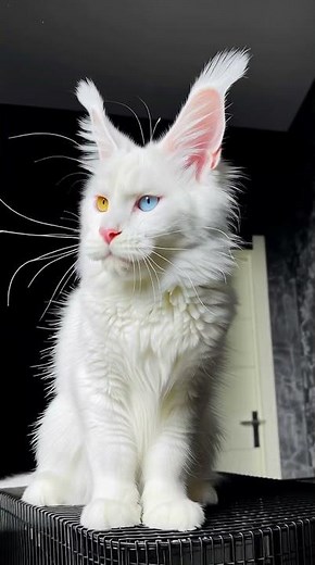 Royal Heterochromatic Beauty 👑✨ White Cat with Mesmerizing Dual Eyes #catlab
