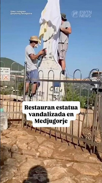 Restauran estatua vandalizada en Medjugorje