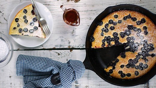 One of our most popular pancake recipes, Sarah Carey shows you how to quickly bake up this delicious favorite in a cast iron skillet. https://trib.al/gYP9vM4 | Martha Stewart