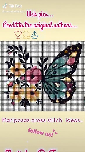 Ideas para bordar: Patrones de mariposas en punto de cruz