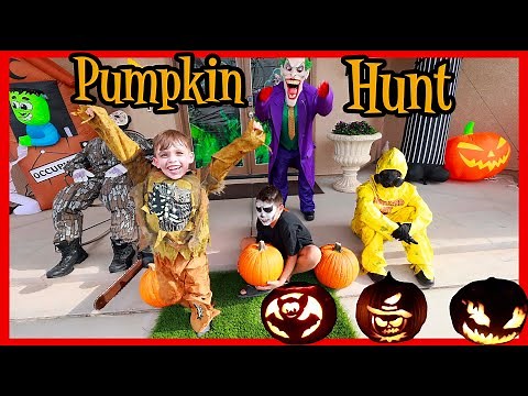 Pretend Play Halloween pumpkins hunt and Carving | Deion’s Playtime games
