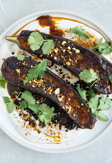 Delicious Sticky Aubergine Sambal Over Tofu