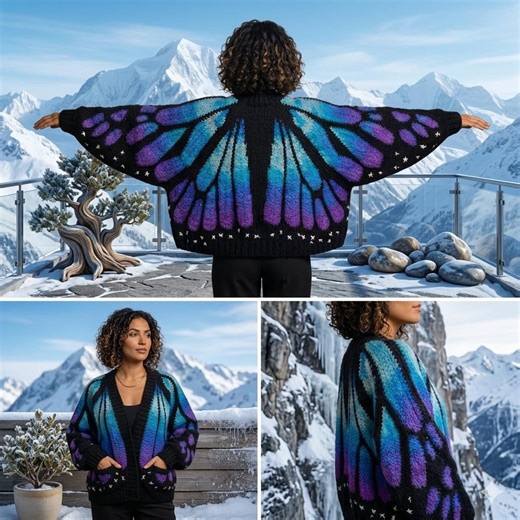 Monarch Butterfly Cardigan Crochet Pattern PDF – Oversized Wing Sweater DIY Nature Fashion Gift for Crocheters - Etsy