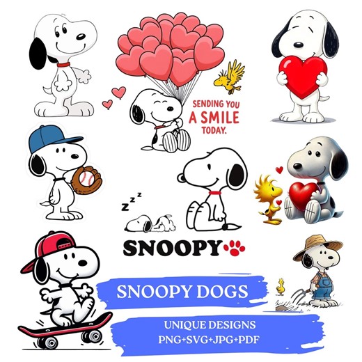 Paquete SVG de Snoopy sonriente, PNG espeluznante, clipart de dibujos animados de Peanuts (descarga digital) - Etsy España