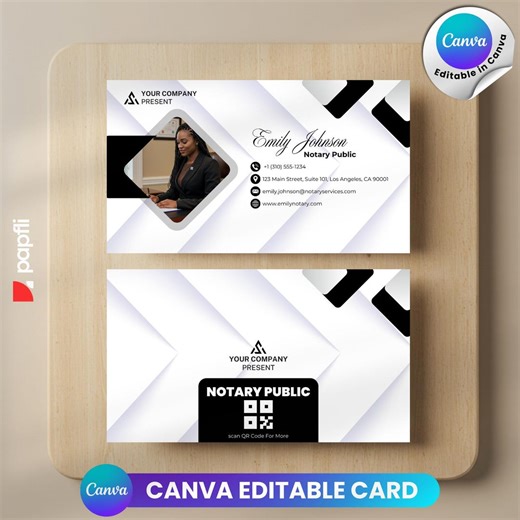 Notary Services Business Card Template: Editable Canva Design (digital Download) - Etsy