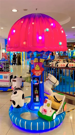 So much fun spinning on a pink carousel full of cute animals and colorful rides 🎠🌈🐄🐎🚗🍄 #cute