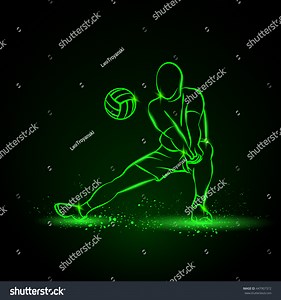 Volleyball Player Plays Volleyball Vector Neon Stock Vector (Royalty Free) 447907372 | Shutterstock