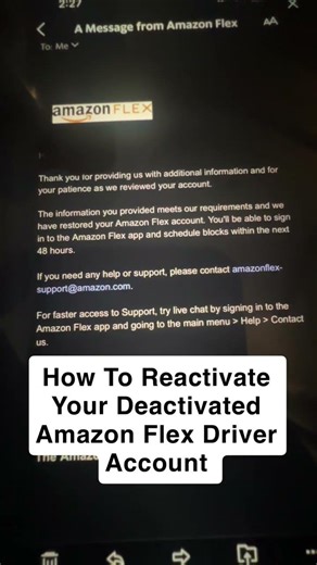 How To Reactivate Your Deactivated Amazon Flex Driver Account #delivery #driver #deliverydriver #bot