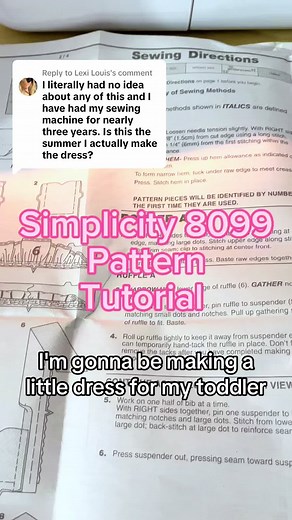 Replying to @Lexi Louis We cut put the pattern, got our machine ready, now its time to sew our project! Specific questions are welcome! I know i put several hours of work into 4 minutes. #patterntutorial #sewingtutorial #simplicity #sewing #sewingdiy