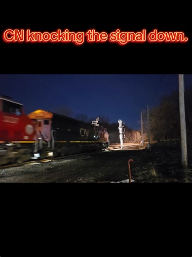 A CN autorack train passes one of the last G head signals in Griffith, Indiana. #traintok #signal #railfanning #railroading #trains