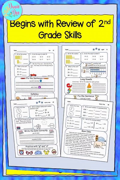 3rd Grade Daily Spiral Review: 2nd Quarter Math & Language Arts (PDF Printable) - Etsy