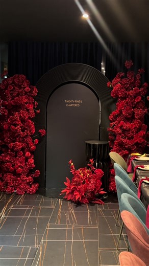 Twenty Fine & Chartered 🔥 Signature set. Birthday-ready. Custom coloured backdrops included in all floral packages. . . . . #eventdecor #runnadesigns #eventstylistuk #weddingdecor #partystyling