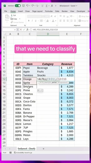 How to classify items in Excel using AI functions! ✨ #excel #spreadsheets #accounting #exceltips