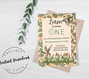 Duck Hunting Birthday Invitation | Southern Boy Camo Party | Opening Day Celebration | Printable Outdoor Waterfowl Birthday | Editable - Etsy Australia