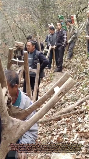 Transporting Small Wood Logs Using Shoulder-Strapped Boards