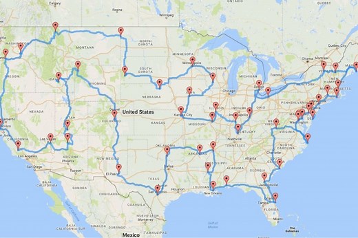 Map Shows the Perfect U.S. Road Trip, According to Science