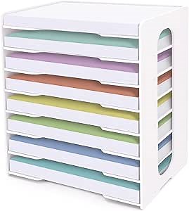 SONGWAY Large File Organizer for Desk - 8 Tier Legal Size Paper Storage Holder, File Sorter, Letter Mail Tray, Desktop Paper Storage Organizer for Home Office School