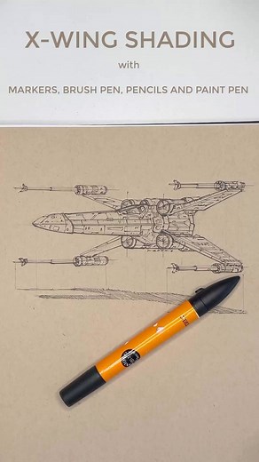 Diepfris | Concept Design (Eelco) on Instagram: "Here’s a clip that shows a bit of the shading process for the x-wing I drew for #maythe4thbewithyou. Hope you enjoy it! . . . #spaceship #scifiart #maythe4th #maythefourthbewithyou #starwarsday #starwarsfanart #dieselpunk #vehicledesign #conceptdesign #markerdrawing #conceptartist #scifisketch #penandink #markerart #inkdrawings #conceptart #idsketch #scifidaily #xwing #drawingprocess #drawingtutorial"