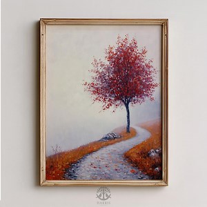 Japanese Zelkova Tree in Autumn Painting - Moody Fall Landscape Art, Rustic Minimalist Decor, Printable Wall Art, Digital Photography 694 - Etsy