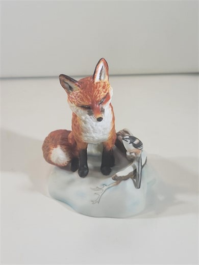Realistic Porcelain Fox and Bird Figurine, Franklin Mint, Winter Scene - Etsy