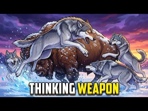 How do wolves coordinate to hunt a giant bison?