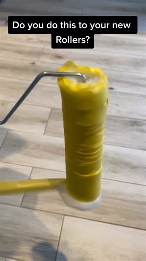 Always wrap your rollers with Tape then peel it off to remove any loose Fibers for a smooth finish. #paintingtutorial #paintinghacks #paintroller #paintrollertrick #painter #diypainting #pravhowto #fyp
