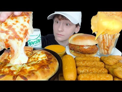 ASMR Cheese Pizza, Cheese Sticks, Corn Dog, McDonald's Chicken Nuggets, Chicken Sandwich Mukbang