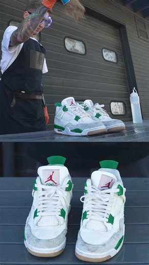 These Jordan 4s were TRASHED… but look at them now 👀We ran them through the Signature Kit with our patented sneaker laundry system – and the results speak for themselves. Want to clean your sneakers like this? Hit the link in our bio or go to Reshoevn8r.com to shop the Signature Kit now. | Reshoevn8r