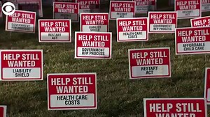 10,000 "Help Still Wanted" signs were on Capitol Hill in Washington, D.C. today to bring attention to the need for more government assistance for small businesses. | News 8 Now / News 8000