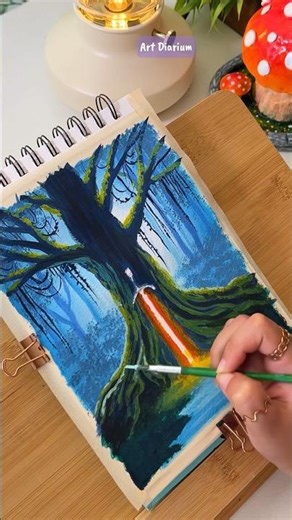 ✨ Gouache painting Forest 🌼❤️🌈 #creative #gouachepainting #relaxing #shorts #fantasy