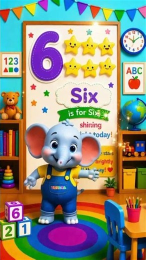 Number 6 ⭐⭐⭐⭐⭐⭐ | Learn Counting for Kids | Numbers Song #shorts