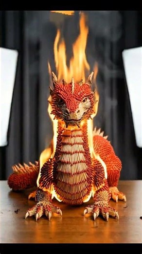 Watch this dragon burn to ashes… 🔥🐉You won’t believe the final transformation#DragonArt #FireArt