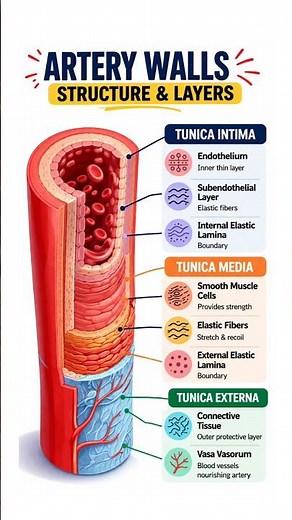 Artery Wall Layers Explained 🫀 Tunica Intima Media Externa #NEET #Biology #Anatomy