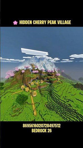 Hidden Cherry Peak Village Seed For Minecraft Bedrock 26 🏔️ #minecraft