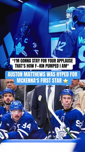 AM34 stayed for the standing-o that Gavin McKenna received for his first career “first star” of the game 🔥 (via @Toronto Maple Leafs) #nhl #hockey #torontomapleleafs #gavinmckenna #austonmatthews