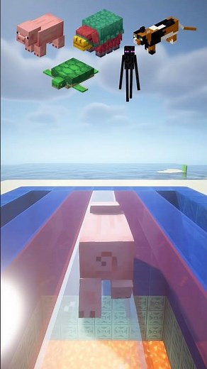 mobs vs disappearing glass😎🤙🍓#minecraft