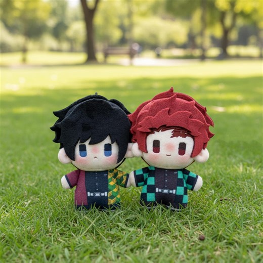 Demon Slayer Chibi Plush Dolls | Giyu Tomioka & Tanjiro Kamado | 10cm Handmade Soft Plush - Etsy