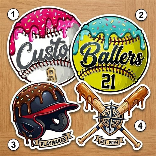 Custom Baseball Name Sticker - Personalized Wooden Style Baseball Decal for Bats and Gear - Youth Baseball Team Gift - Etsy