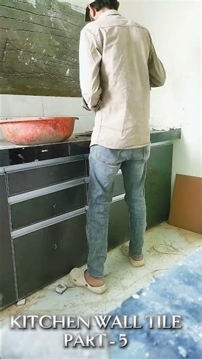 KITCHEN WALL ✨TILE FITTING PART - 5🔥 #kitchenwalltiles #tiles #interiordesign