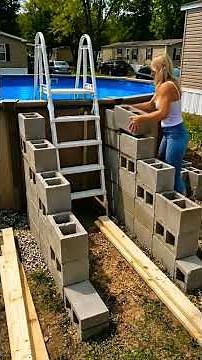 How to Build a Beautiful Concrete and Wood Pool Staircase