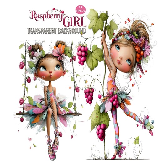 Quirky Girl PNG Clipart: 12 Quirky Summer Graphics Transparent Background Digital Download - Etsy