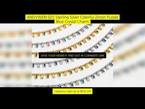Andywen 925 Sterling Silver Colorful Zircon Purple Blue Crystal Charm Chocker