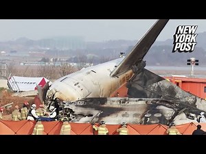 Moment Jeju Air Boeing 737-800 airplane crashes in South Korea