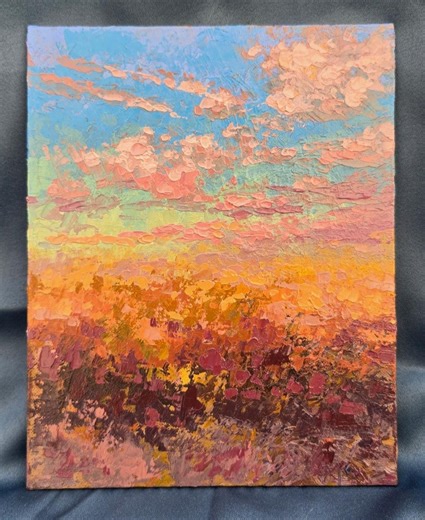 Prairie Meets Sky - Oil Painting - Impressionist Landscape Original Art - Impressionism 8in X 10in - Nebraska Kansas Iowa Art - Etsy