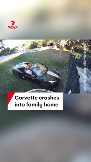 A Florida man driving a Corvette has smashed into a family's home in Palmetto Bay. CCTV shows the family's neighbour at the wheel of the Chevrolet supercar when he loses control and crashes through the garden fence, hitting a boat and the wall of the house. No one was hurt in the accident. #chevrolet #corvette #supercar #florida #floridaman | 7NEWS Australia