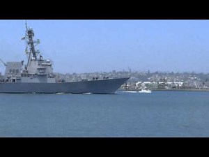 Destroyer USS Kidd DDG 100 arriving in San Diego home port